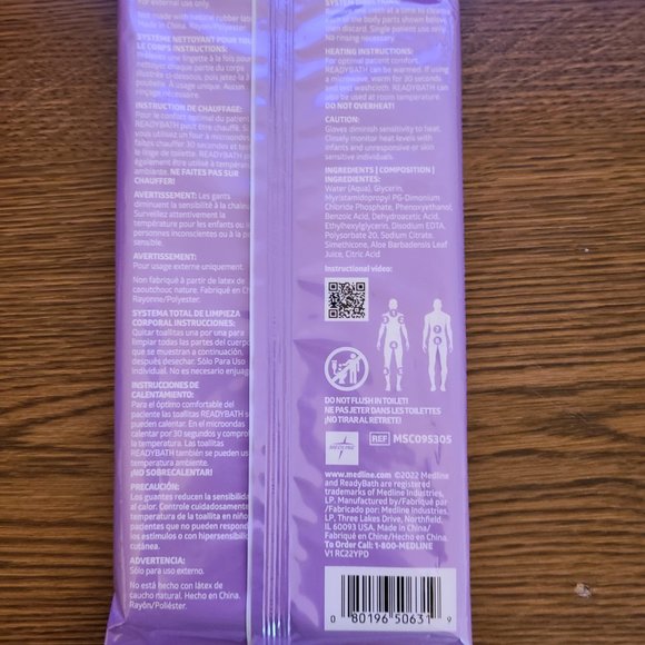 3 Pack Medline ReadyBath 8 Disposable Bathing Cloths For Personal Care! - Picture 5 of 9